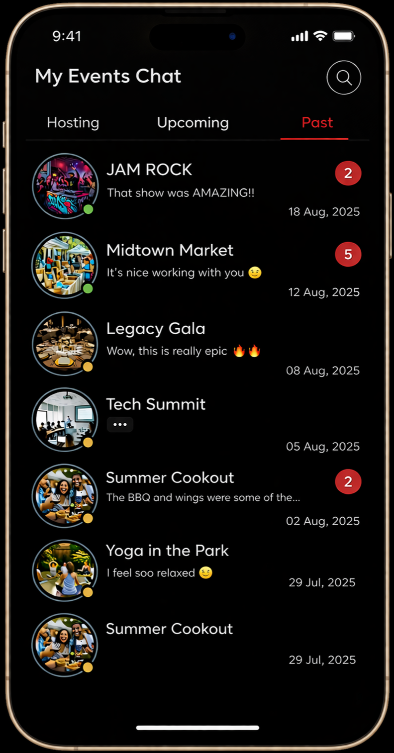 Event chat and direct messaging